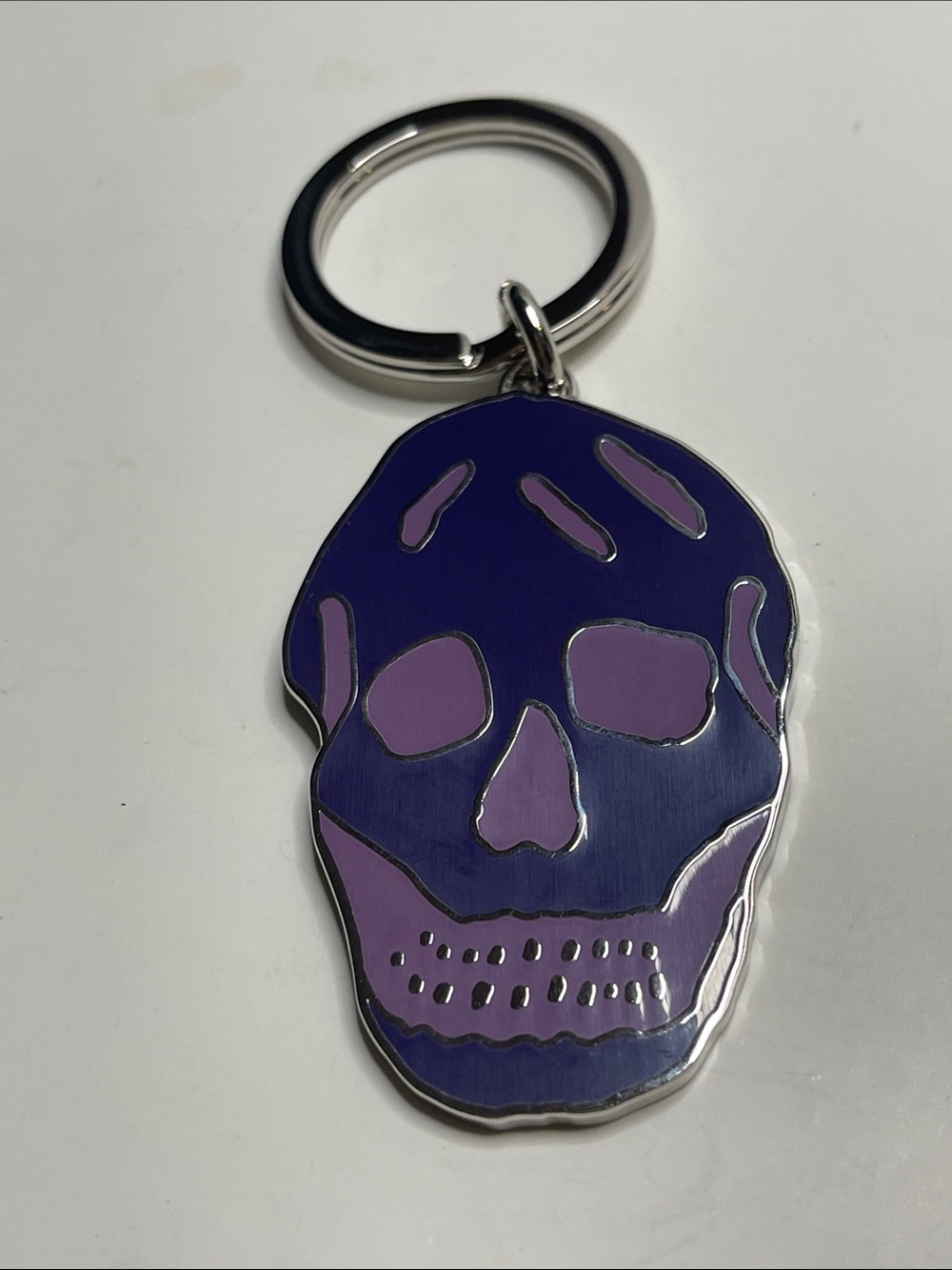 Alexander McQueen Purple Skull Enamel Keychain